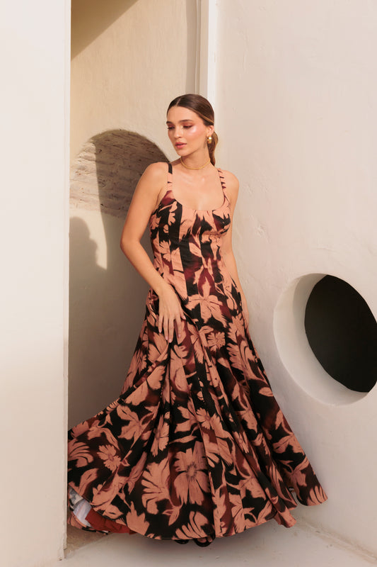 Blush merlot maxi dress